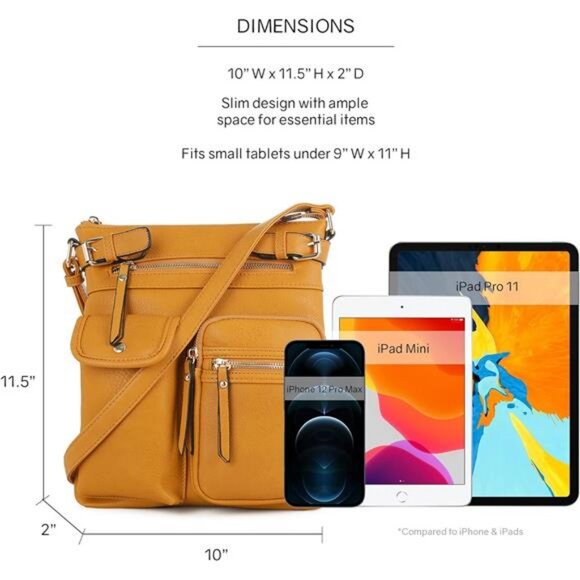 Lightweight Medium Crossbody Bag Shoulder Bag with Multi Pocket - Picture 4 of 7